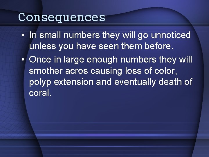 Consequences • In small numbers they will go unnoticed unless you have seen them