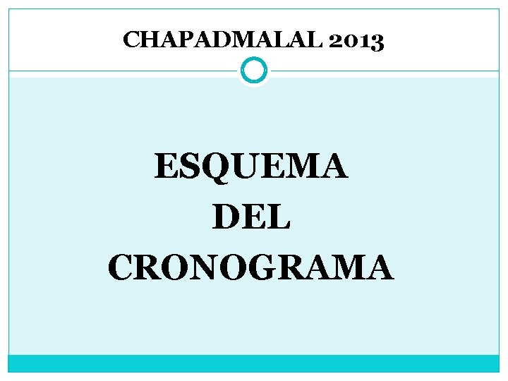 CHAPADMALAL 2013 ESQUEMA DEL CRONOGRAMA 