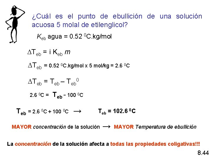 ¿Cuál es el punto de ebullición de una solución acuosa 5 molal de etilenglicol?