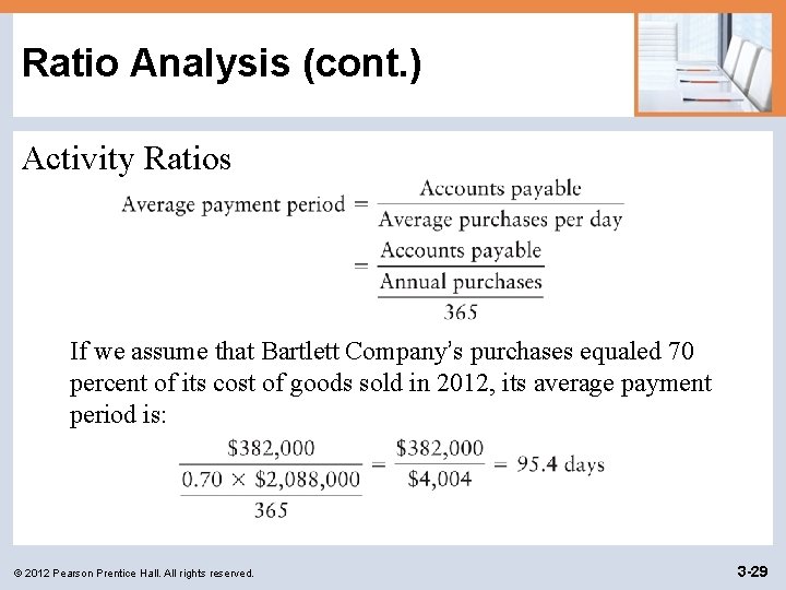 Ratio Analysis (cont. ) Activity Ratios If we assume that Bartlett Company’s purchases equaled