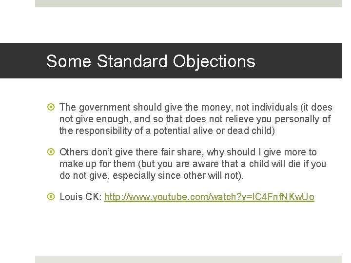 Some Standard Objections The government should give the money, not individuals (it does not