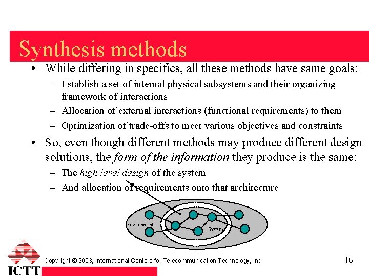 Synthesis methods • While differing in specifics, all these methods have same goals: –
