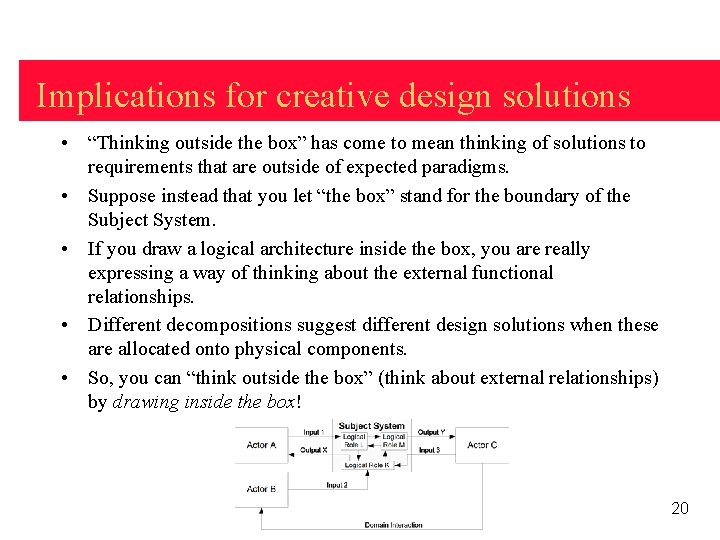 Implications for creative design solutions • “Thinking outside the box” has come to mean