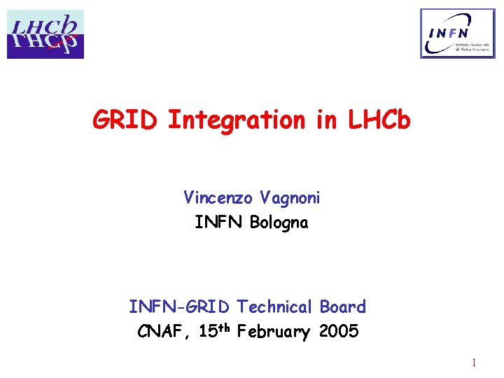 GRID Integration in LHCb Vincenzo Vagnoni INFN Bologna Draft INFN-GRID Technical Board CNAF, 15