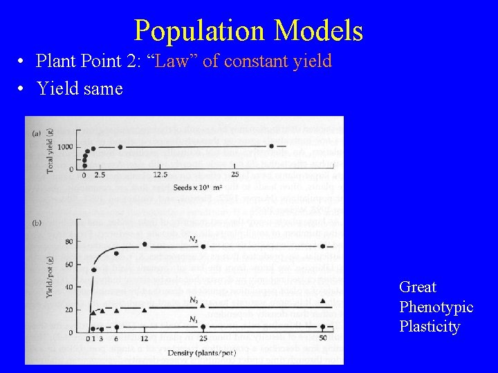 Population Models • Plant Point 2: “Law” of constant yield • Yield same Great