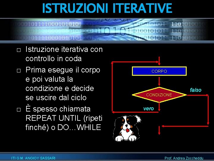 ISTRUZIONI ITERATIVE � � � Istruzione iterativa controllo in coda Prima esegue il corpo