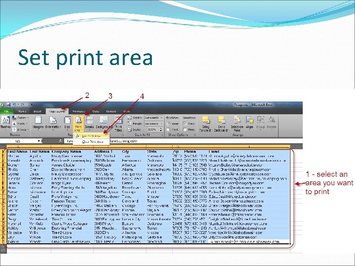 Set print area 