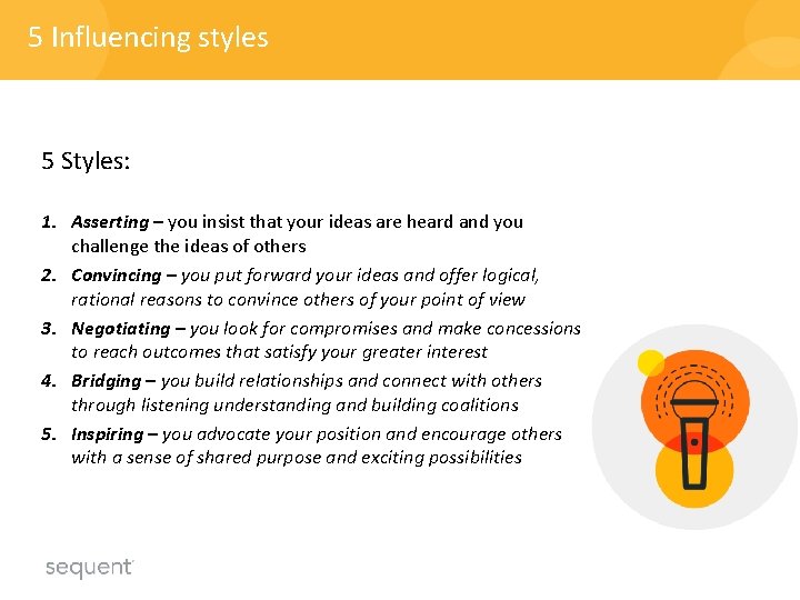 5 Influencing styles 5 Styles: 1. Asserting – you insist that your ideas are 5 Influencing styles 5 Styles: 1. Asserting – you insist that your ideas are