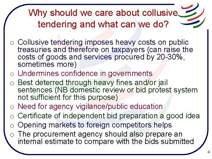 Why should we care about collusive tendering and what can we do? o Collusive