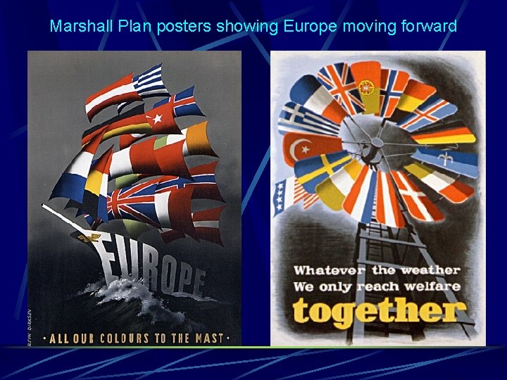 Marshall Plan posters showing Europe moving forward 