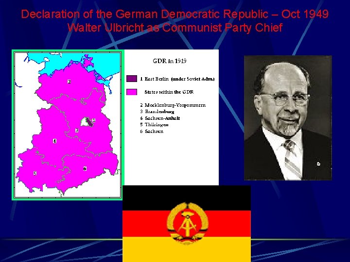 Declaration of the German Democratic Republic – Oct 1949 Walter Ulbricht as Communist Party