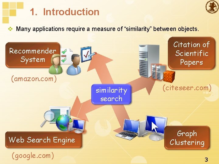 1. Introduction v Many applications require a measure of “similarity” between objects. Citation of