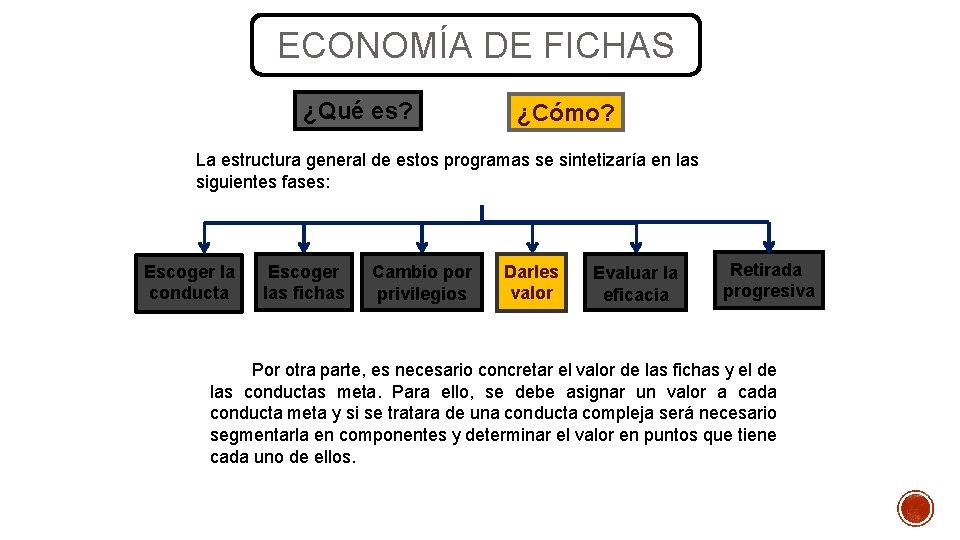 ECONOMÍA DE FICHAS ¿Qué es? ¿Cómo? La estructura general de estos programas se sintetizaría