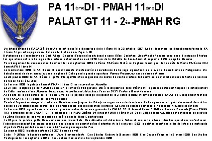PA 11ème. DI - PMAH 11ème. DI PALAT GT 11 - 2ème. PMAH RG PA 11ème. DI - PMAH 11ème. DI PALAT GT 11 - 2ème. PMAH RG