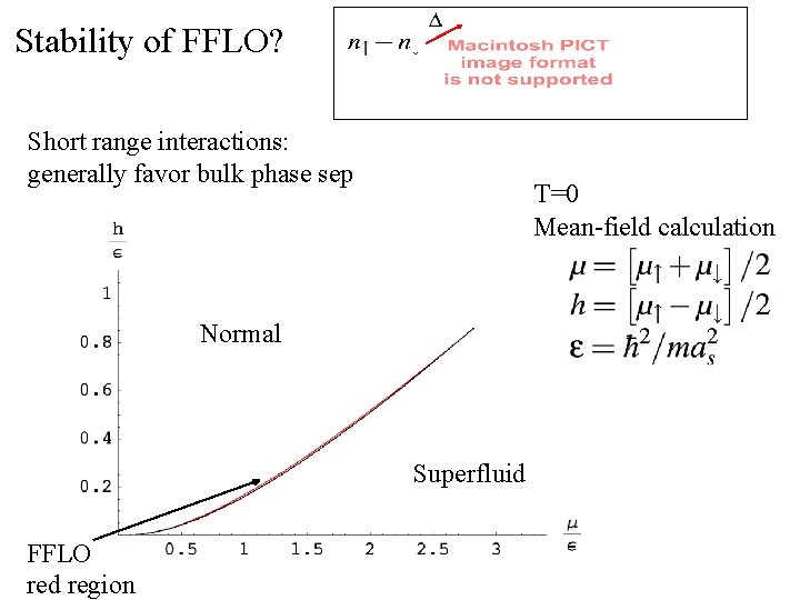 Stability of FFLO? x Short range interactions: generally favor bulk phase sep T=0 Mean-field