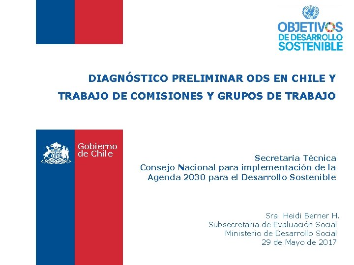 DIAGNÓSTICO PRELIMINAR ODS EN CHILE Y TRABAJO DE COMISIONES Y GRUPOS DE TRABAJO Gobierno