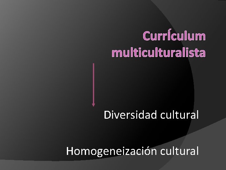 CurrÍculum multiculturalista Diversidad cultural Homogeneización cultural 