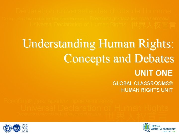 Understanding Human Rights: Concepts and Debates UNIT ONE GLOBAL CLASSROOMS® HUMAN RIGHTS UNIT 