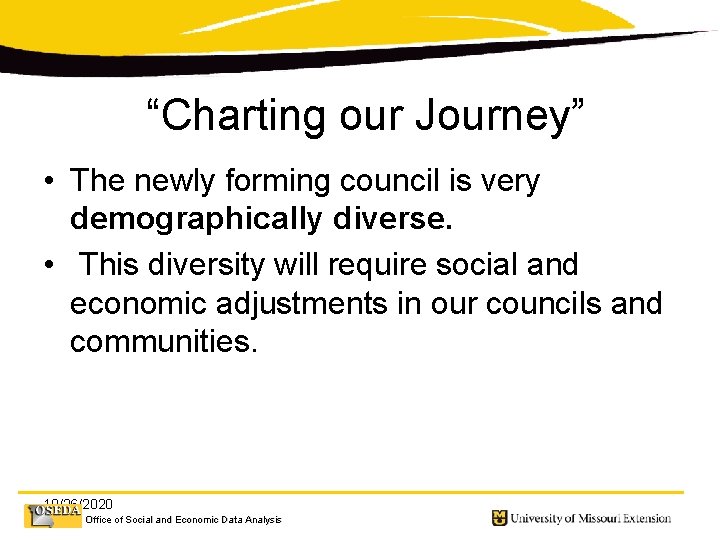“Charting our Journey” • The newly forming council is very demographically diverse. • This