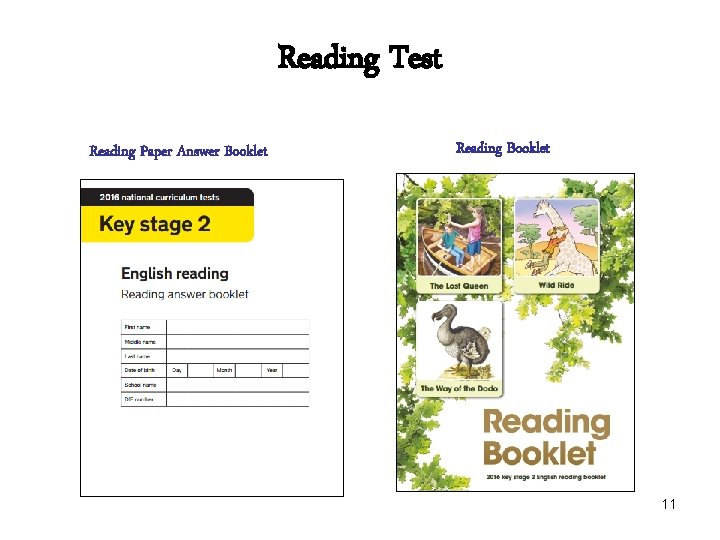 Reading Test Reading Paper Answer Booklet Reading Booklet 11 