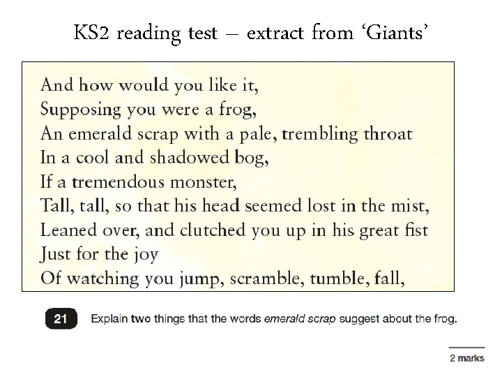 KS 2 reading test – extract from ‘Giants’ 
