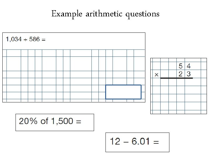 Example arithmetic questions 