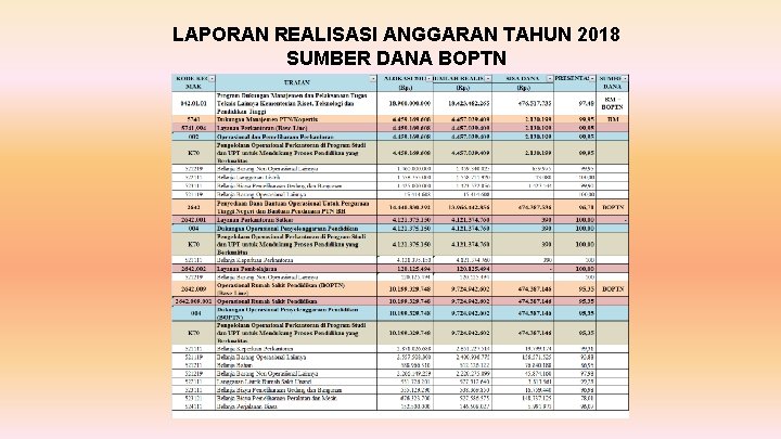 LAPORAN REALISASI ANGGARAN TAHUN 2018 SUMBER DANA BOPTN 