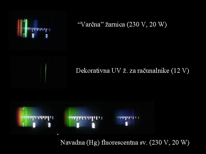 “Varčna” žarnica (230 V, 20 W) Dekorativna UV ž. za računalnike (12 V) Navadna