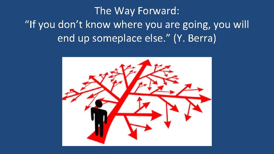 The Way Forward: “If you don’t know where you are going, you will end