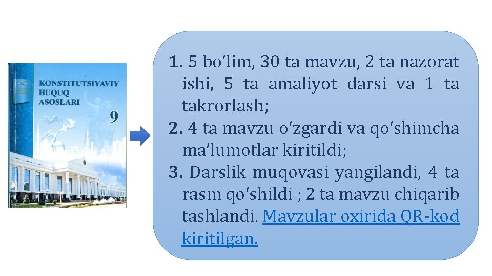 1. 5 bo‘lim, 30 ta mavzu, 2 ta nazorat ishi, 5 ta amaliyot darsi 1. 5 bo‘lim, 30 ta mavzu, 2 ta nazorat ishi, 5 ta amaliyot darsi