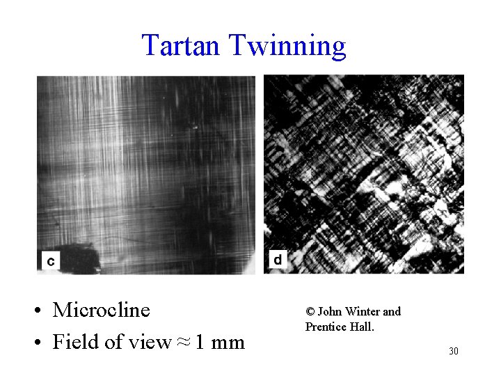 Tartan Twinning • Microcline • Field of view ≈ 1 mm © John Winter