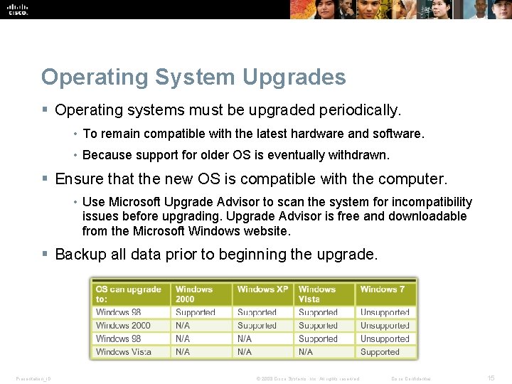 Operating System Upgrades § Operating systems must be upgraded periodically. • To remain compatible Operating System Upgrades § Operating systems must be upgraded periodically. • To remain compatible