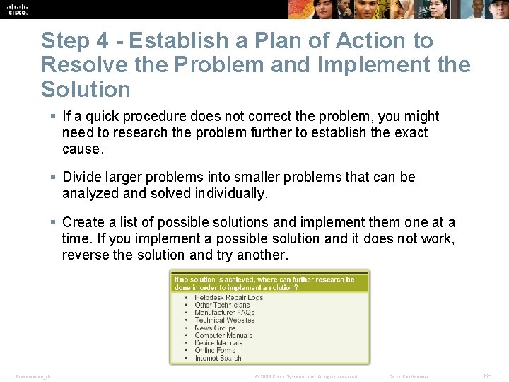 Step 4 - Establish a Plan of Action to Resolve the Problem and Implement Step 4 - Establish a Plan of Action to Resolve the Problem and Implement