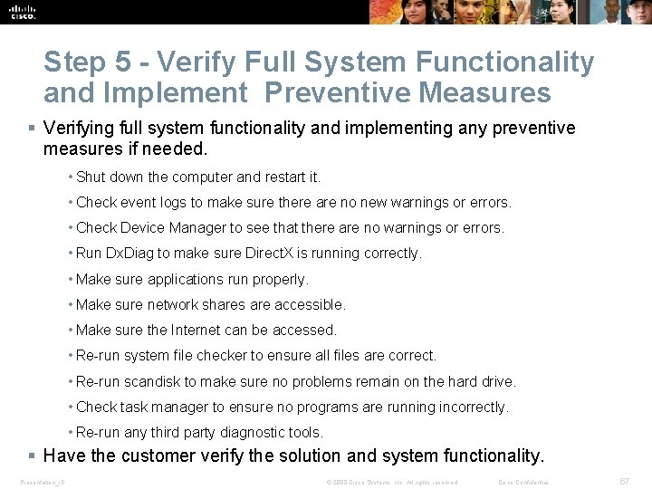 Step 5 - Verify Full System Functionality and Implement Preventive Measures § Verifying full Step 5 - Verify Full System Functionality and Implement Preventive Measures § Verifying full