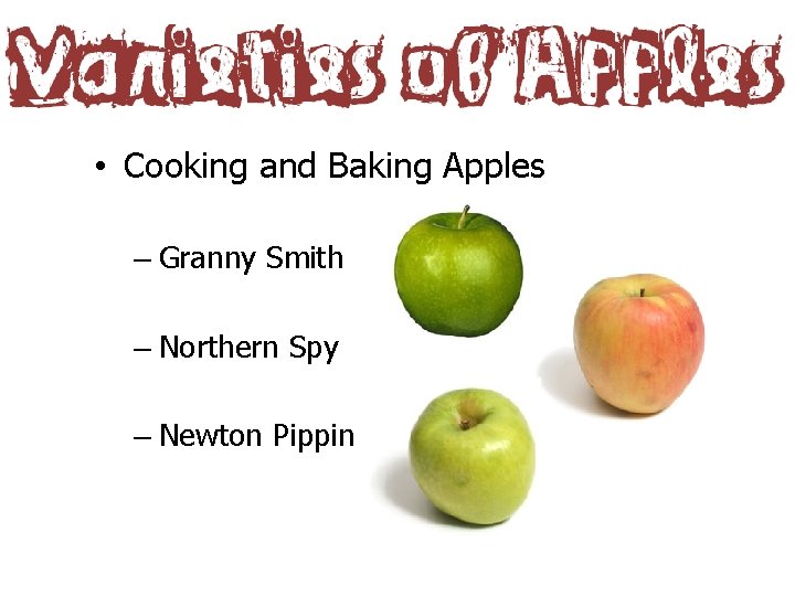  • Cooking and Baking Apples – Granny Smith – Northern Spy – Newton