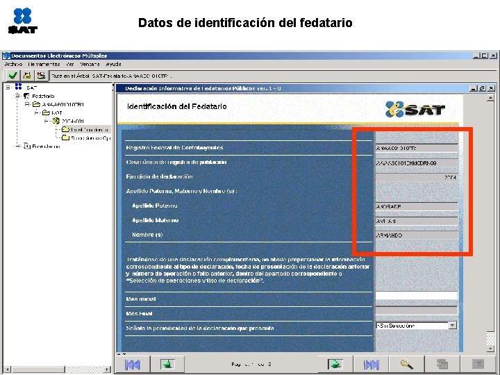 Datos de identificación del fedatario 