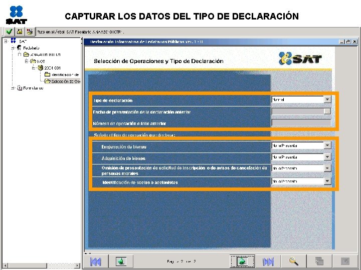 CAPTURAR LOS DATOS DEL TIPO DE DECLARACIÓN 