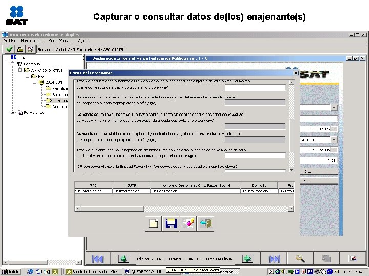 Capturar o consultar datos de(los) enajenante(s) 