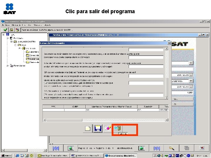 Clic para salir del programa 