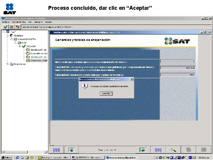 Proceso concluido, dar clic en “Aceptar” 