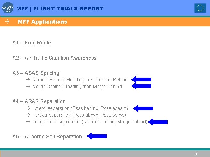 MFF | FLIGHT TRIALS REPORT à MFF Applications A 1 – Free Route A