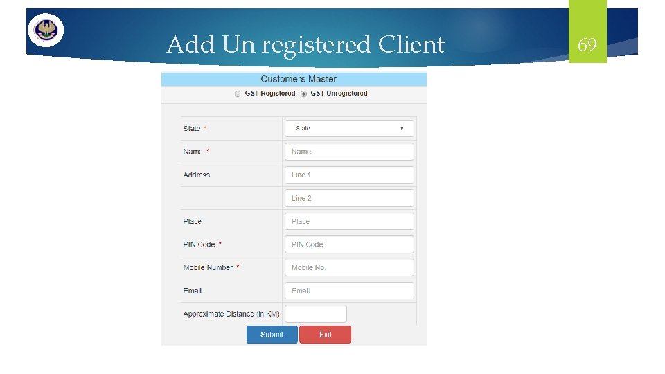 Add Un registered Client 69 