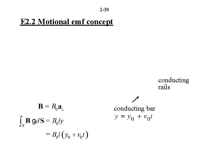 2 -38 E 2. 2 Motional emf concept conducting rails conducting bar 