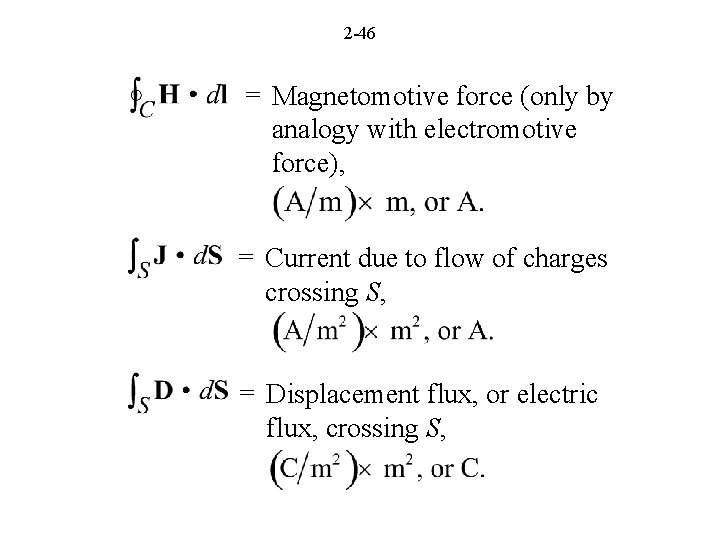 2 -46 = Magnetomotive force (only by analogy with electromotive force), = Current due