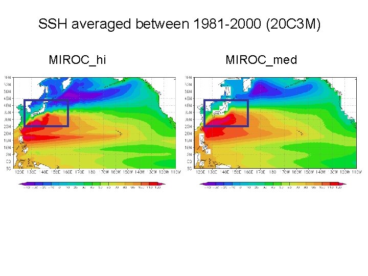 SSH averaged between 1981 -2000 (20 C 3 M) MIROC_hi MIROC_med 