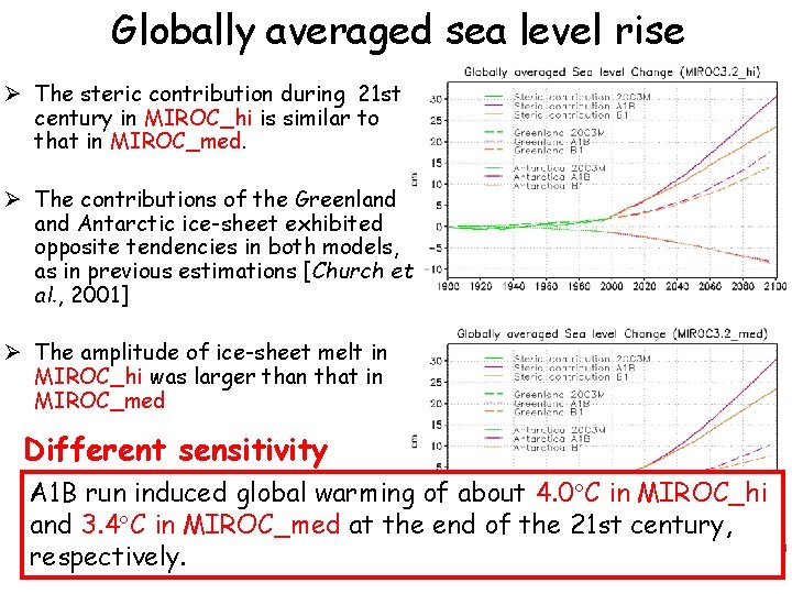 Globally averaged sea level rise Ø The steric contribution during 21 st century in