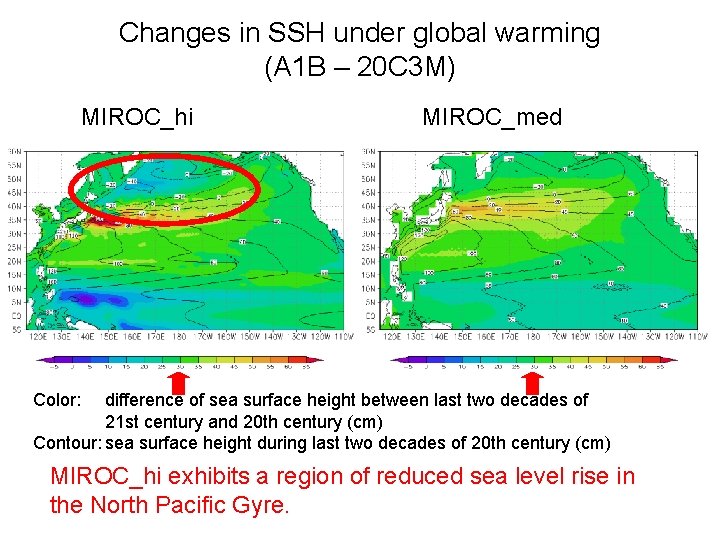 Changes in SSH under global warming (A 1 B – 20 C 3 M)