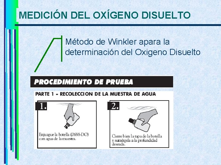 MEDICIÓN DEL OXÍGENO DISUELTO Método de Winkler apara la determinación del Oxigeno Disuelto 