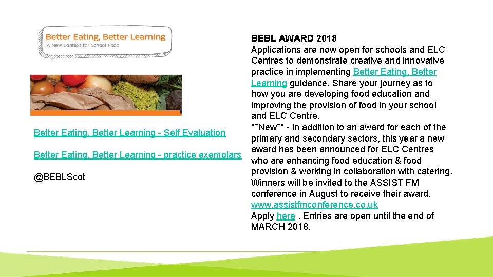 Better Eating, Better Learning - Self Evaluation Better Eating, Better Learning - practice exemplars