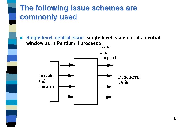 The following issue schemes are commonly used n Single-level, central issue: single-level issue out